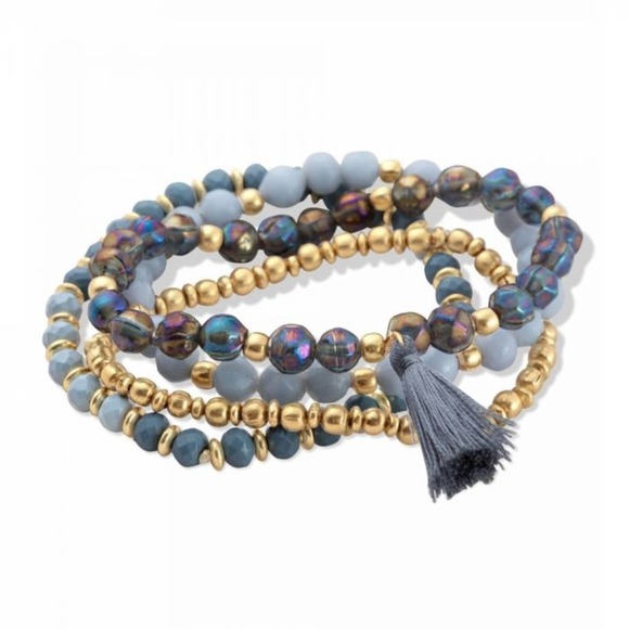 Jewelry - NEW Blue Multi Colored Worthy Layered Bracelet